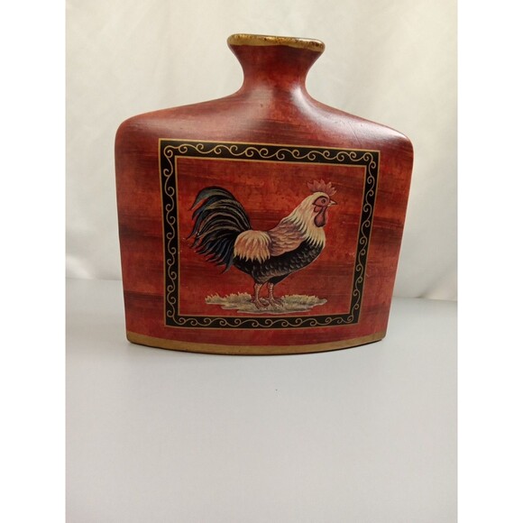 Rooster Vase Ceramic 9”W X 9” Tall X 2 1/2 Thick‎ Decor - Picture 2 of 8